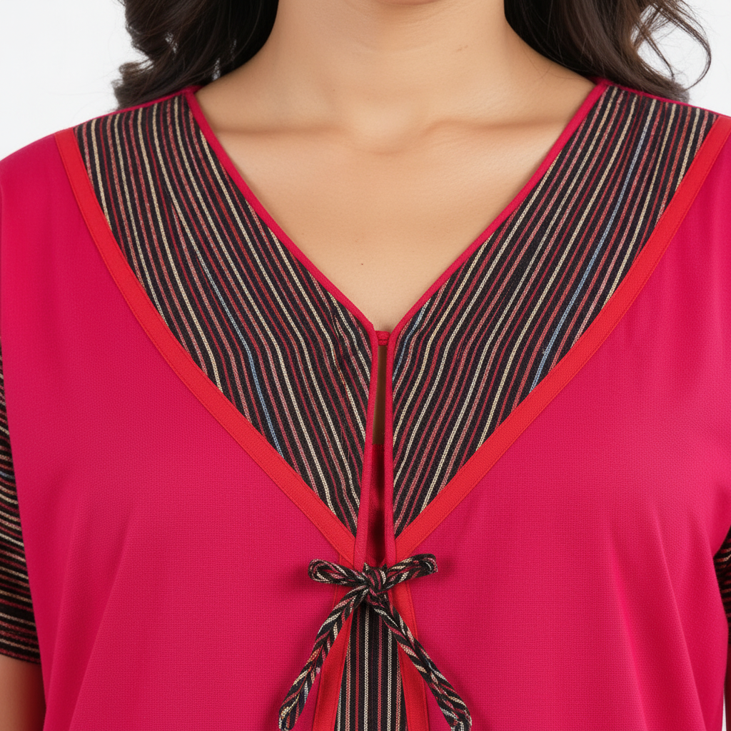 Close-up neckline and bow