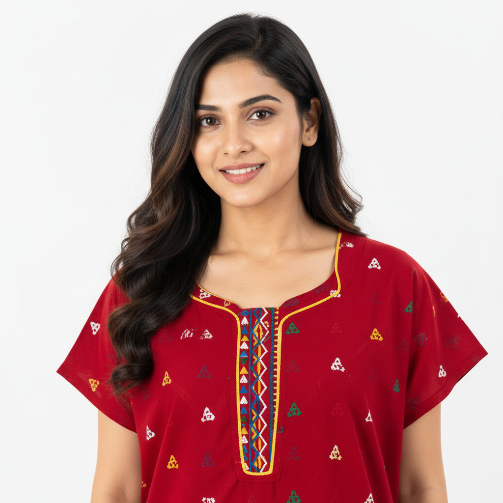 Close-up neckline shot
