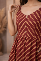 Close-up of dress fabric and neckline detail