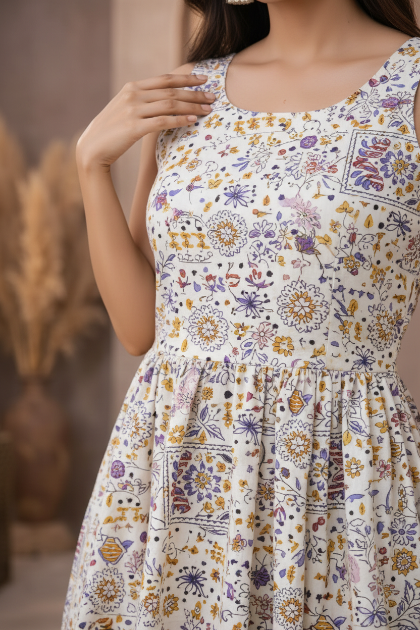 Close-up of dress fabric and print detail