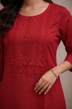 Close-up of embroidered yoke detail