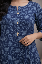Close-up of kurti fabric and print detail