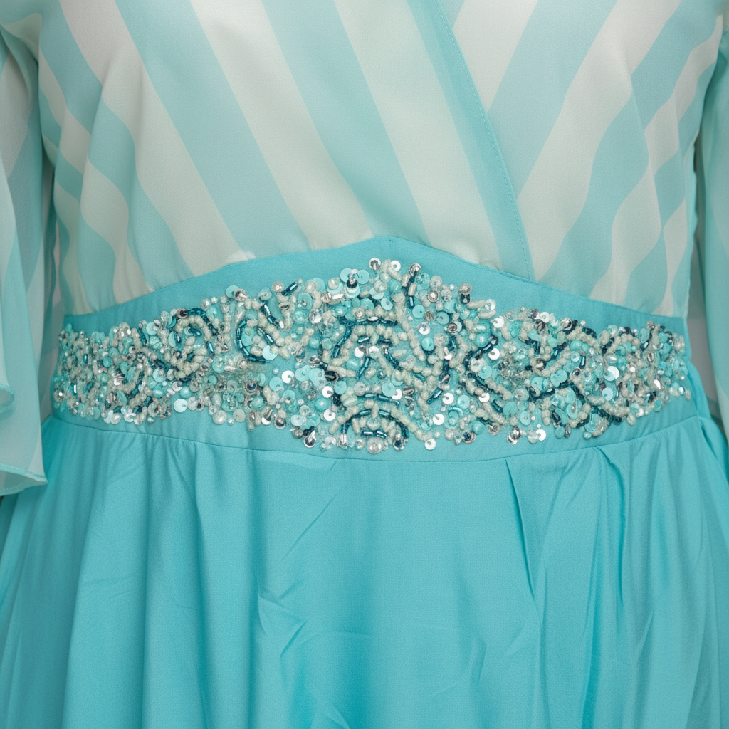 Close-up ombre and embellishment detail