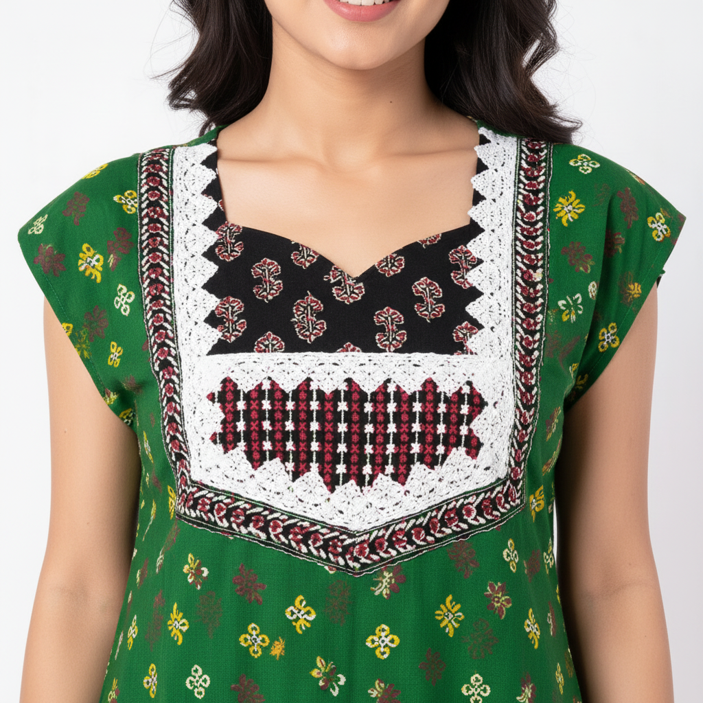 Close-up yoke embroidery
