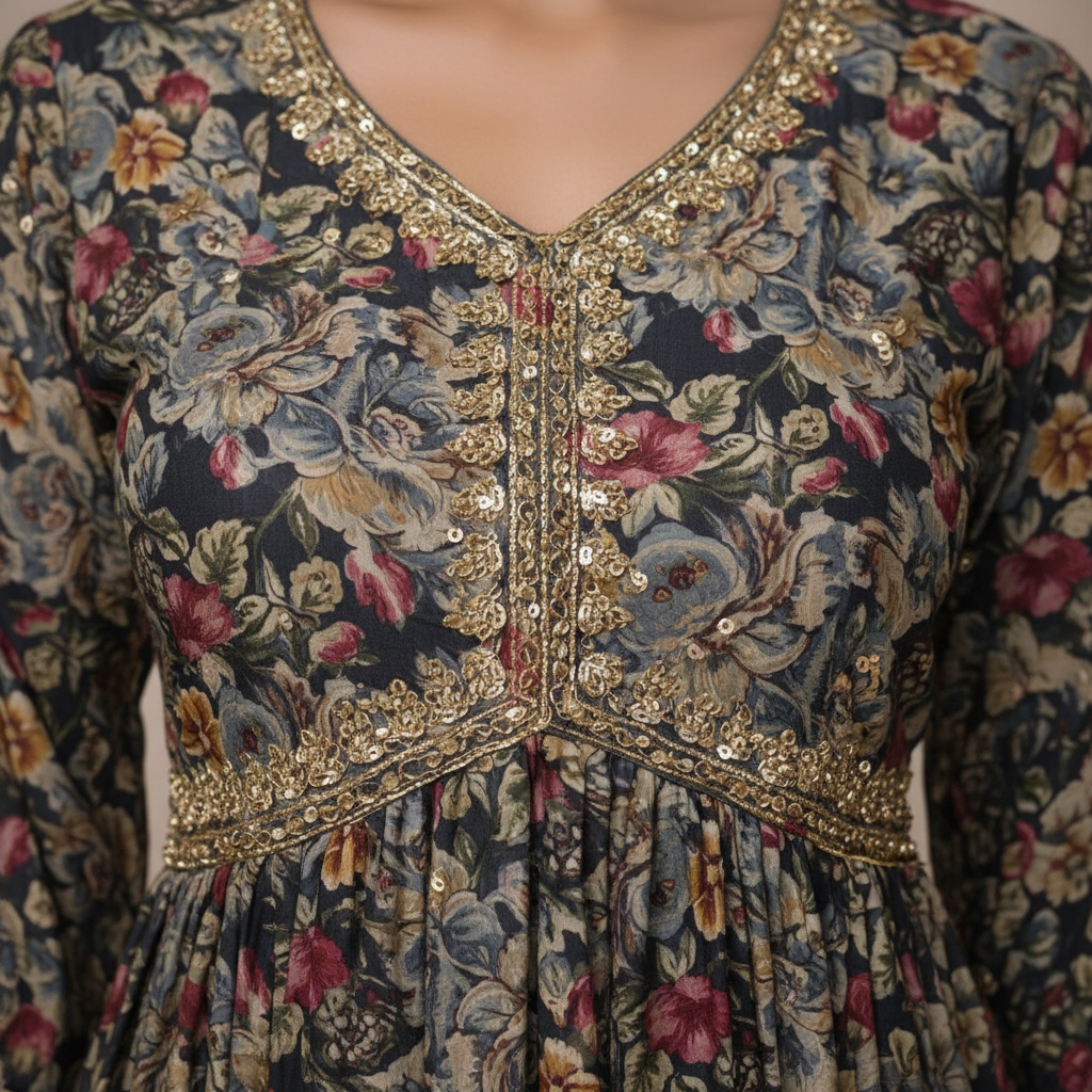 Embellished yoke detail close-up