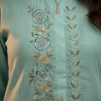 Embroidered yoke detail close-up