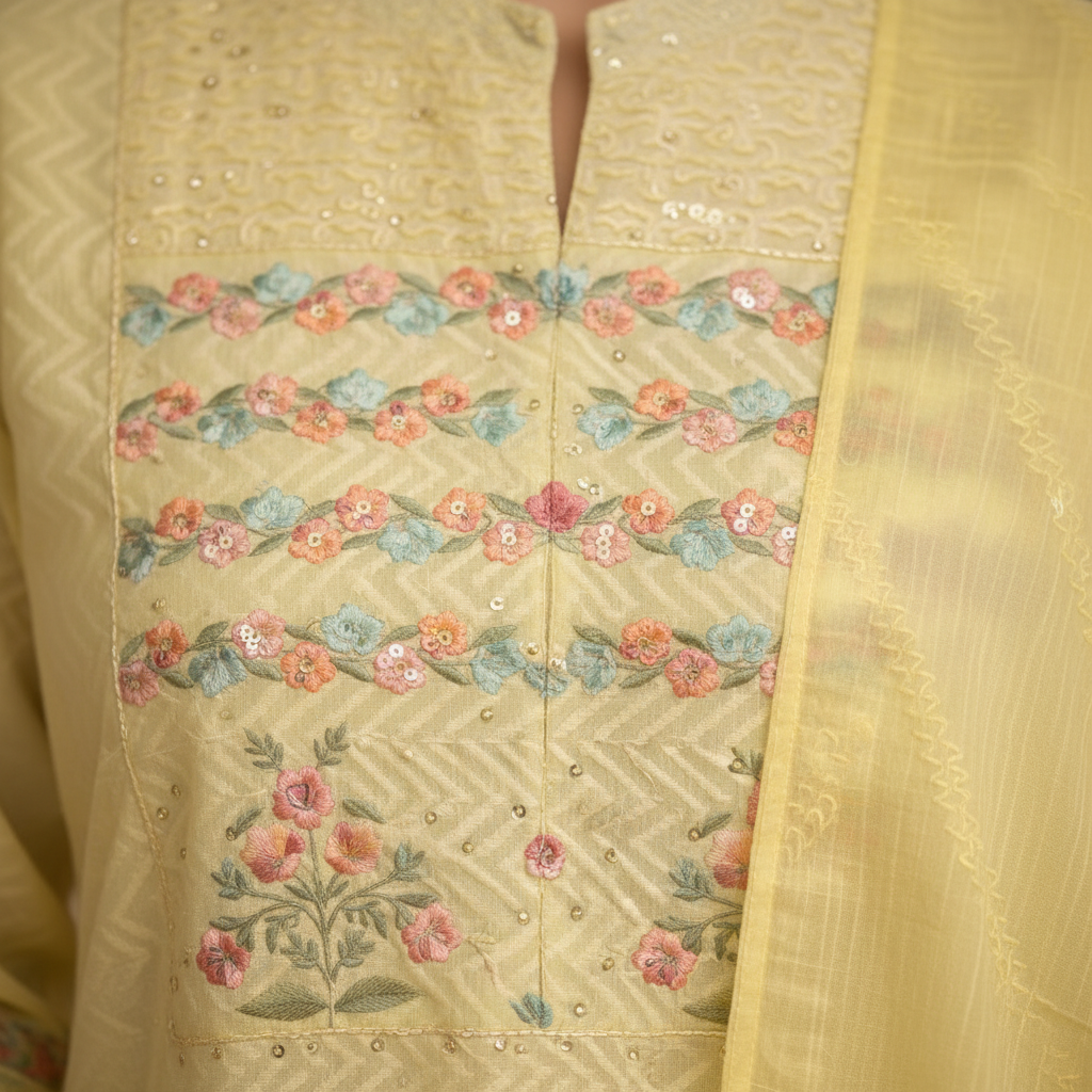 Embroidery detail close-up