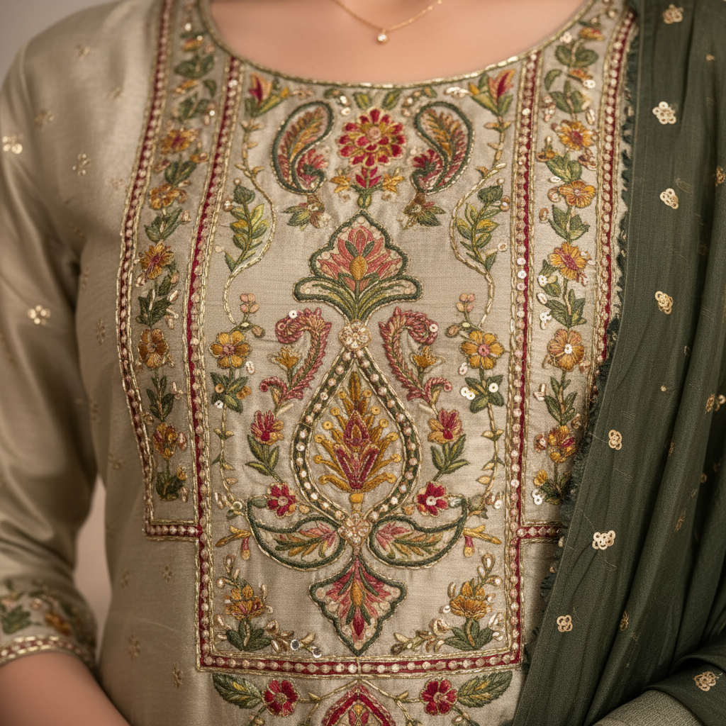 Embroidery detail close-up