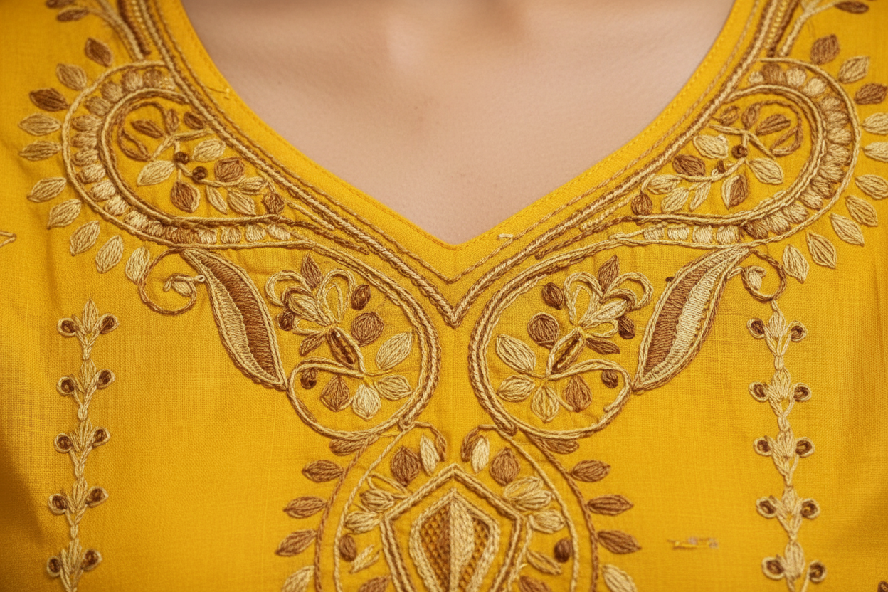 Embroidery detail close-up