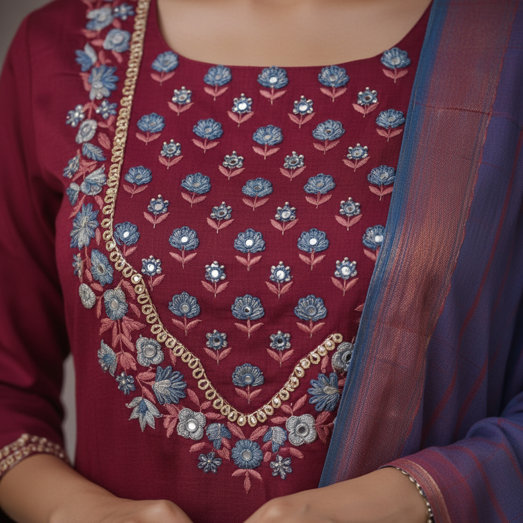 Embroidery detail close-up