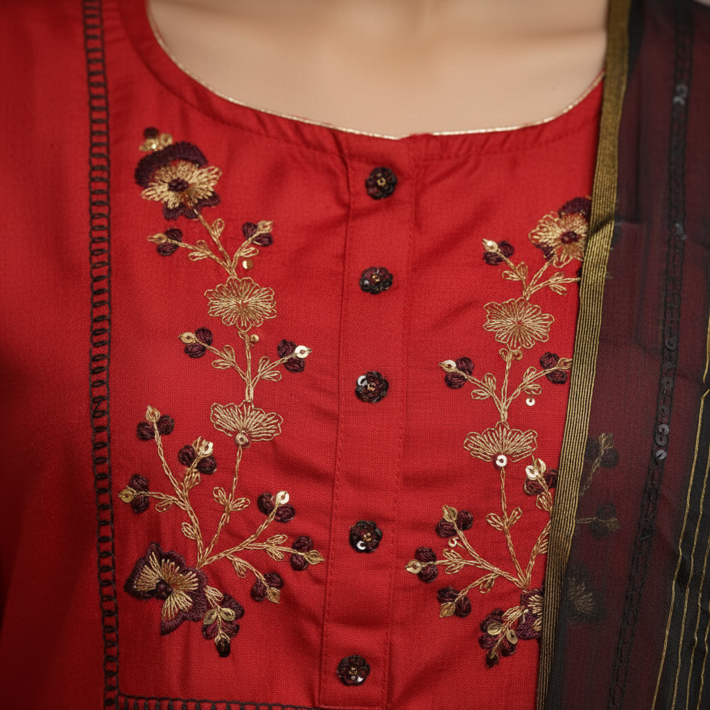 Embroidery detail close-up