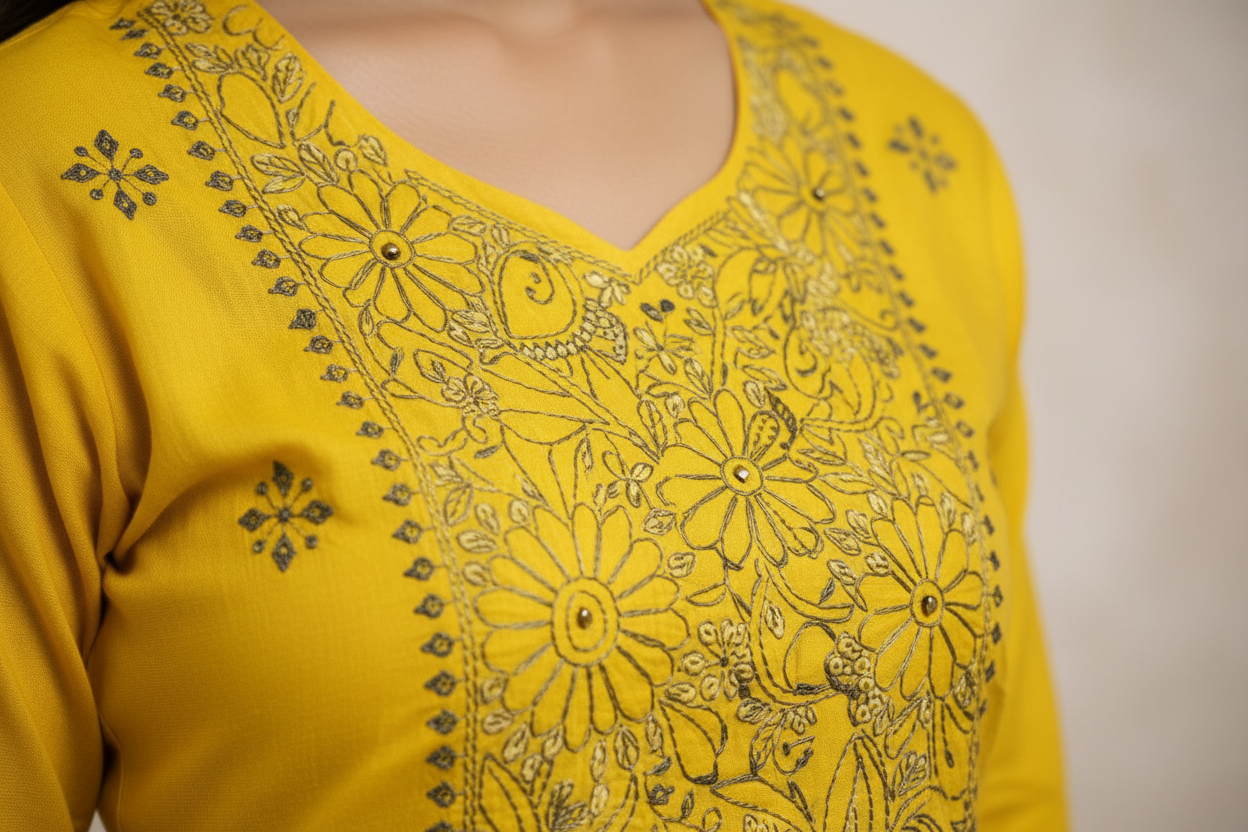 Embroidery detail close-up