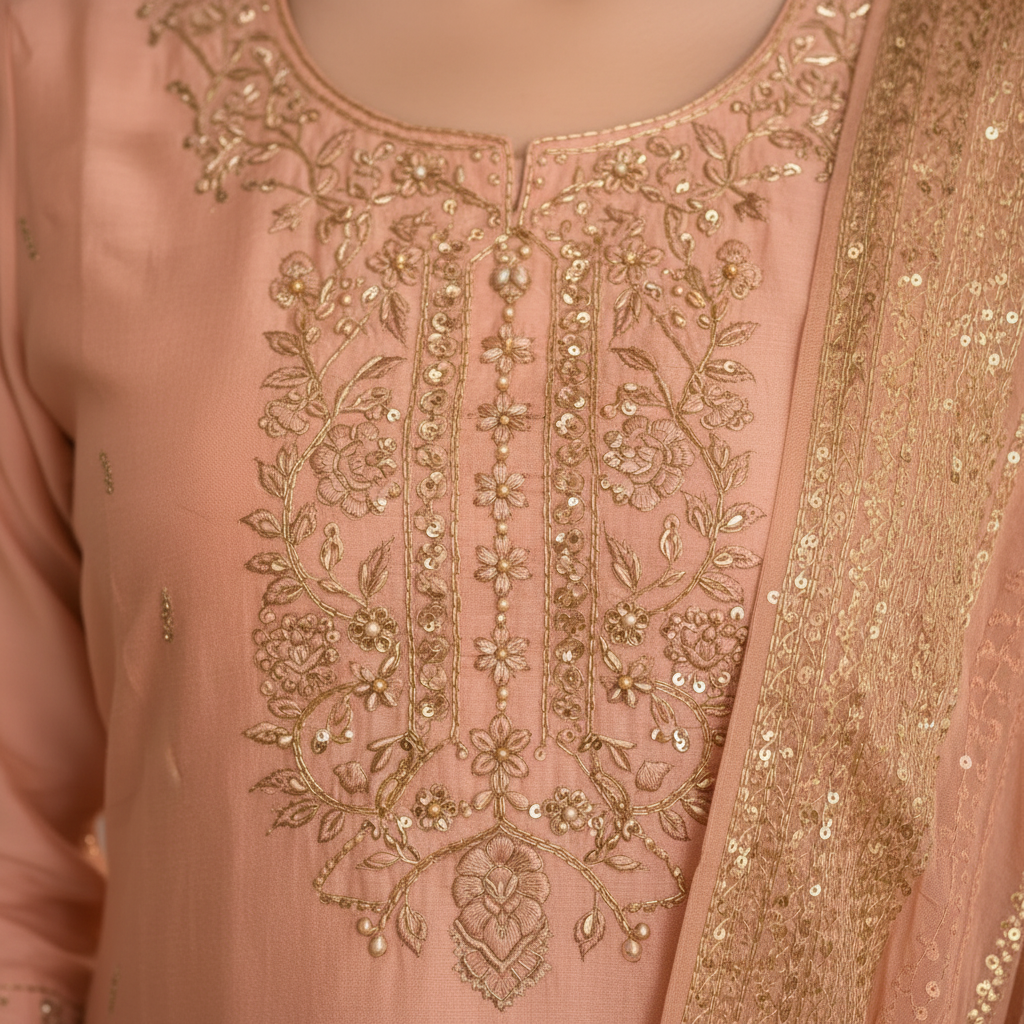 Embroidery detail close-up