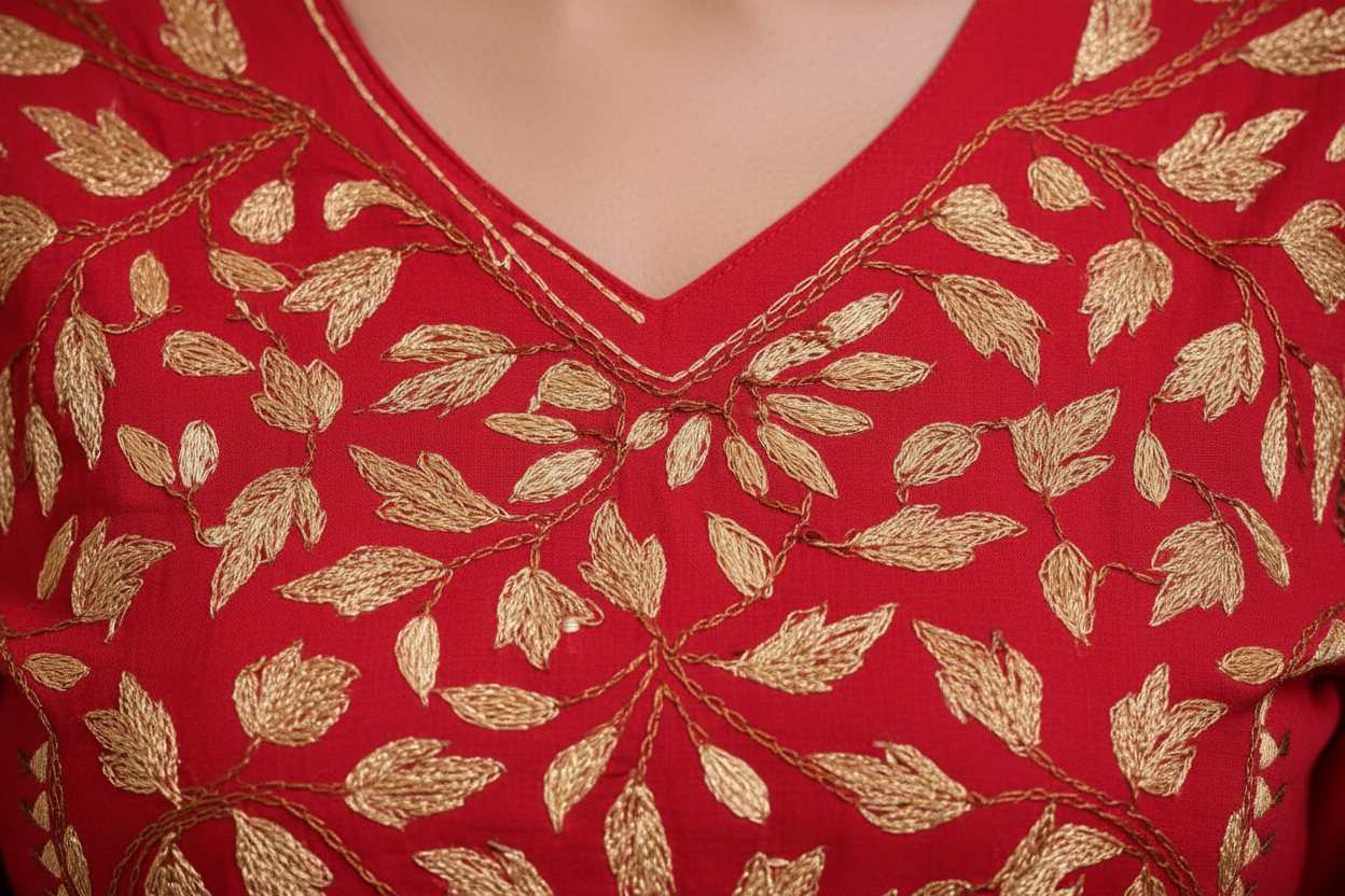 Embroidery detail close-up