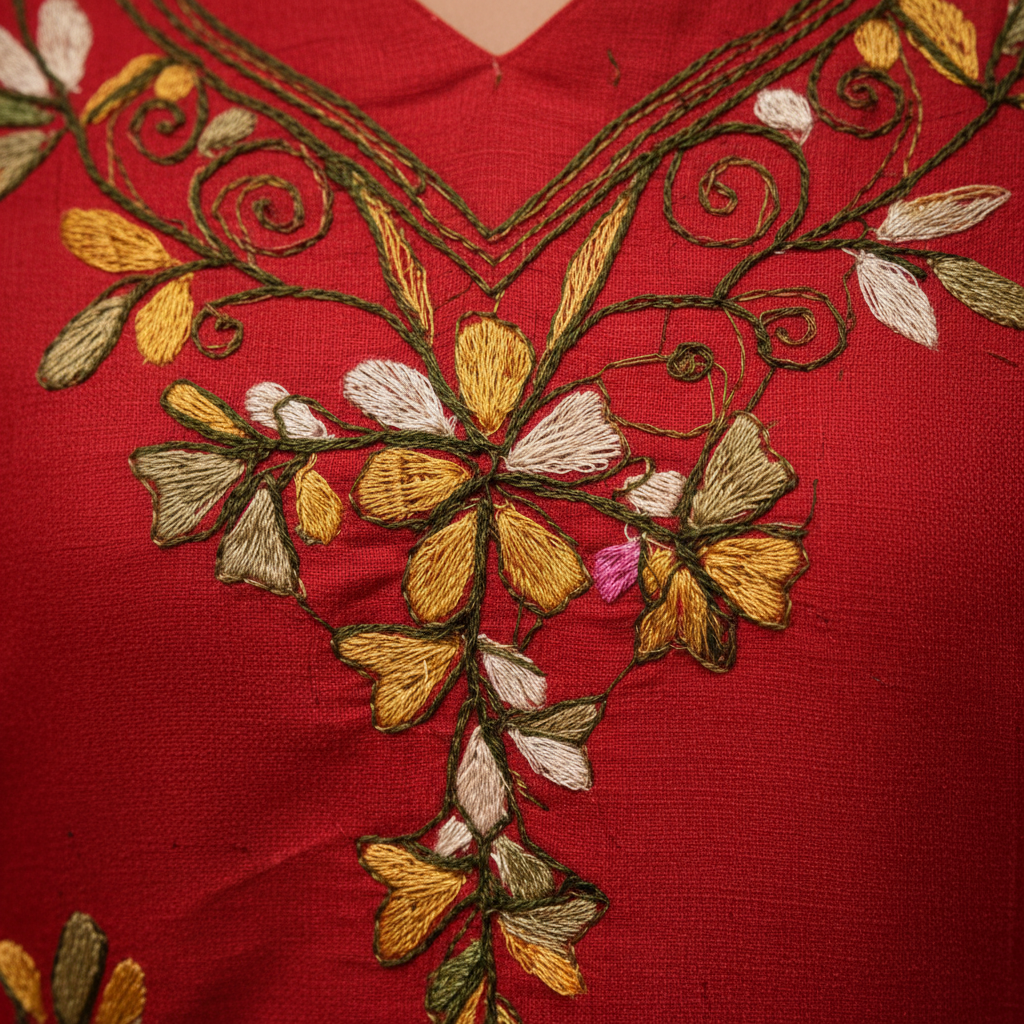 Embroidery detail close-up