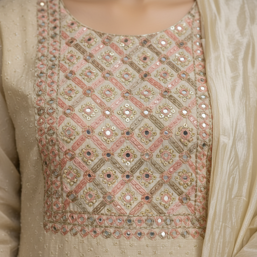 Embroidery detail close-up