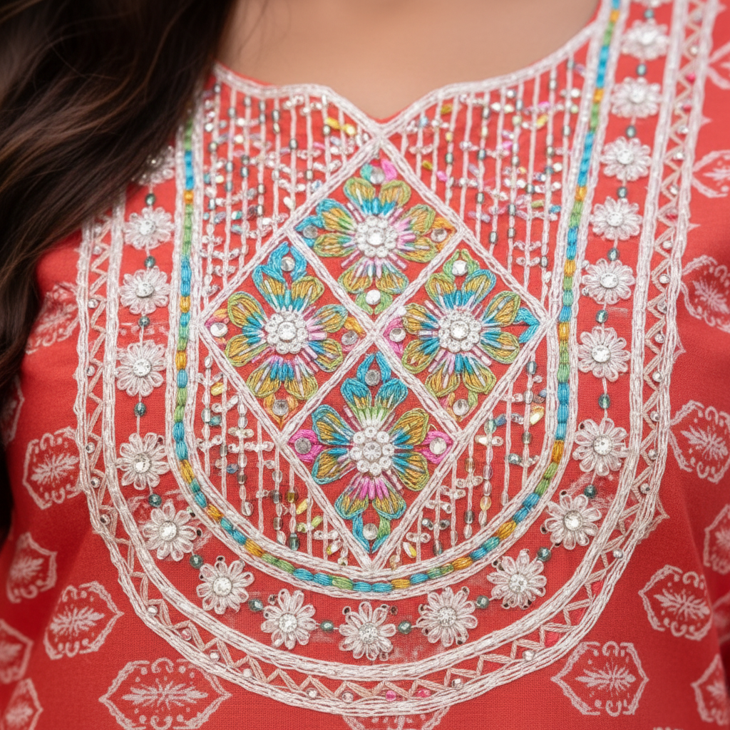 Embroidery detail close-up