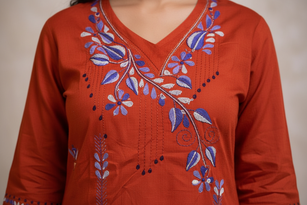 Embroidery detail close-up