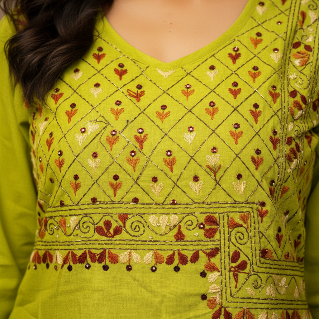 Embroidery detail close-up