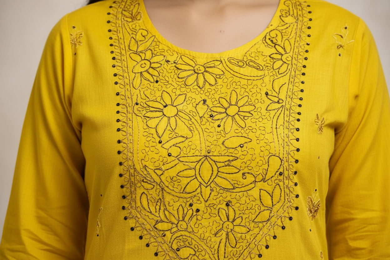 Embroidery detail close-up