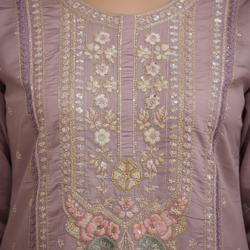 Embroidery detail close-up