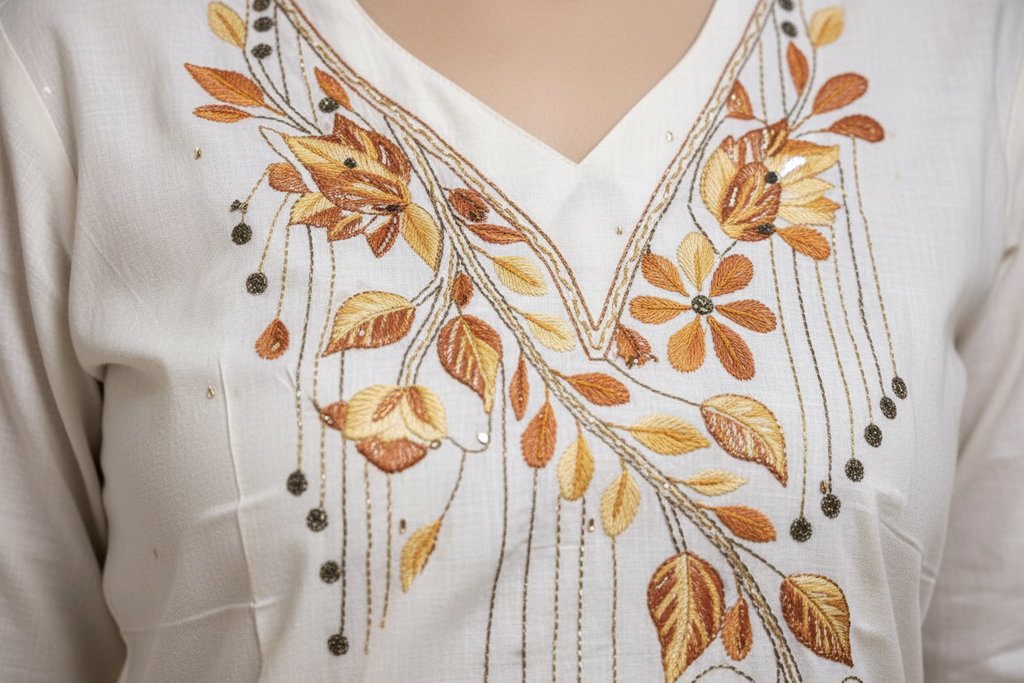 Embroidery detail close-up