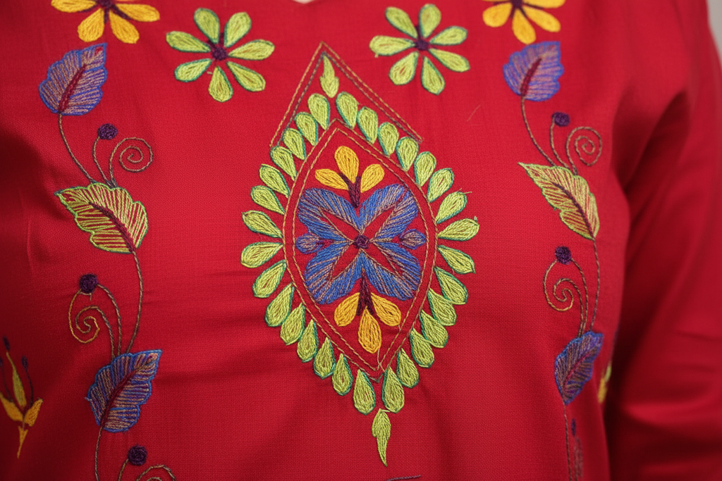 Embroidery detail close-up