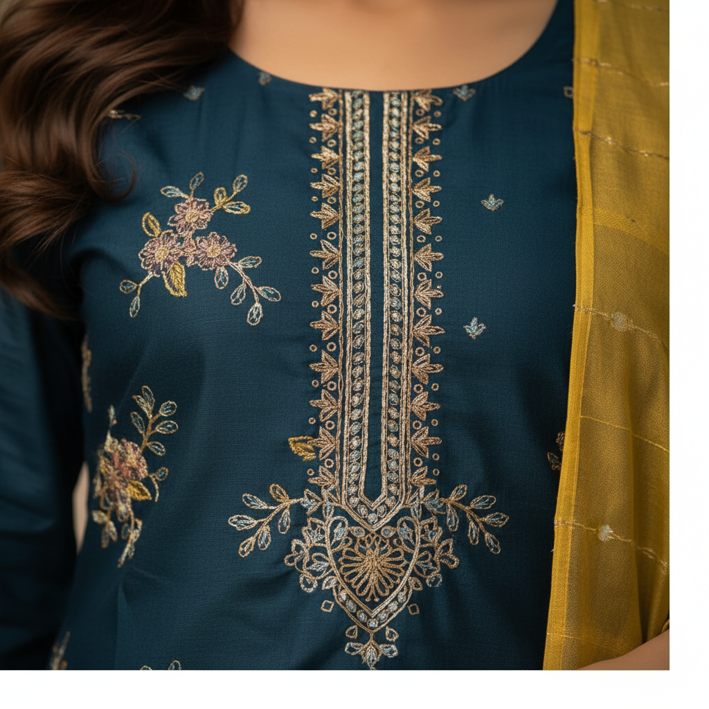 Embroidery detail close-up