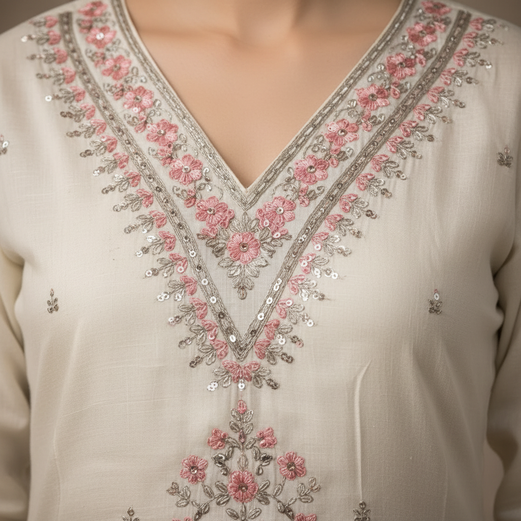 Embroidery detail close-up