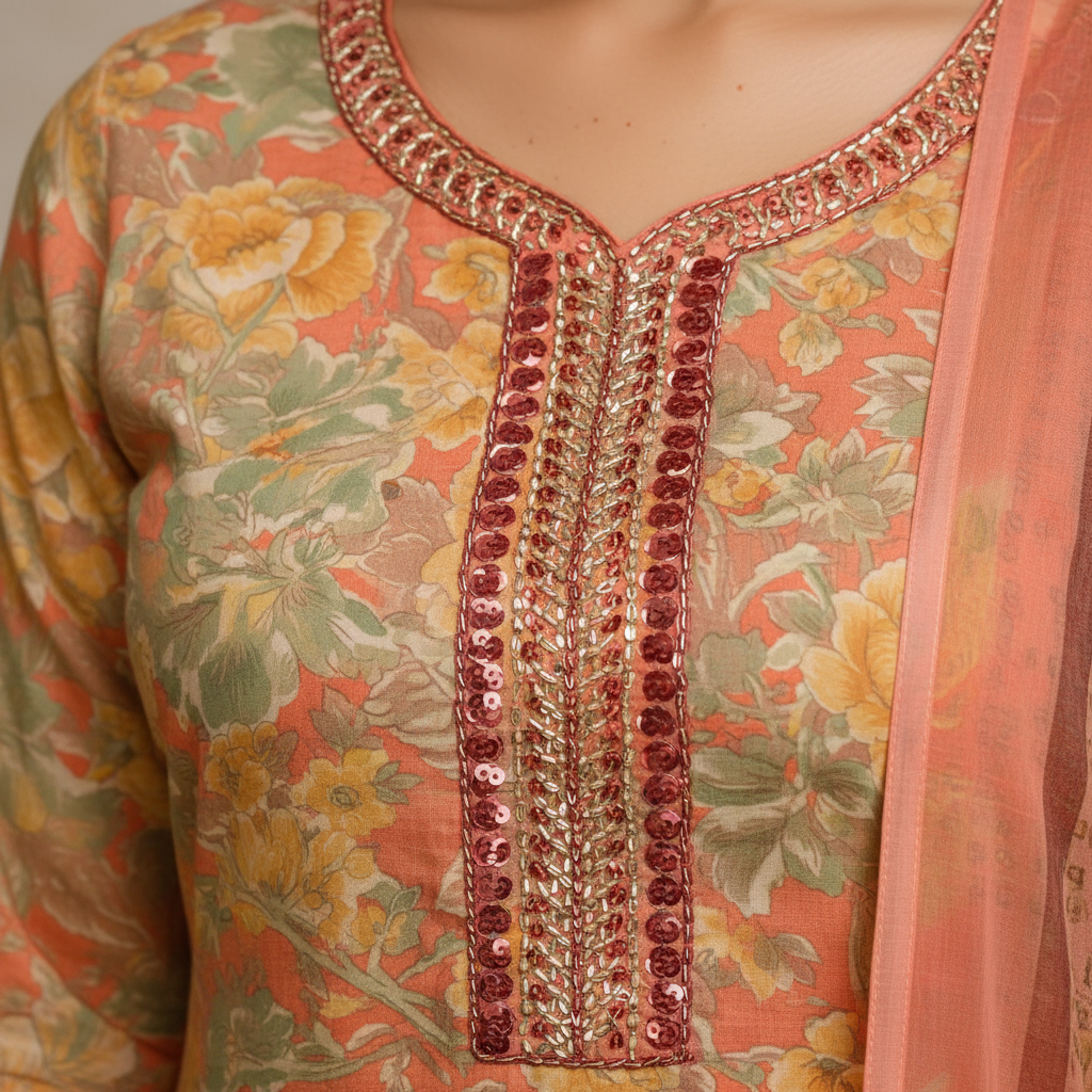 Embroidery detail close-up