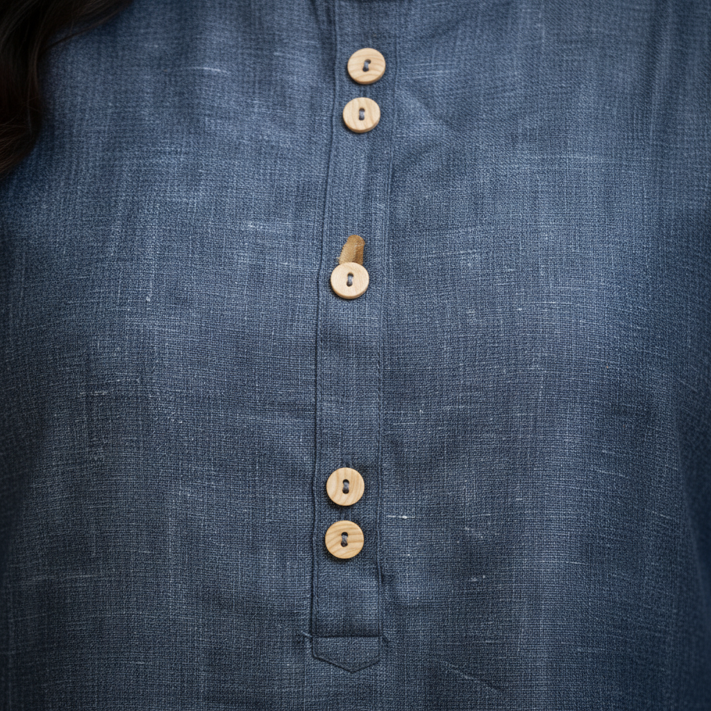 Fabric texture and button detail close-up
