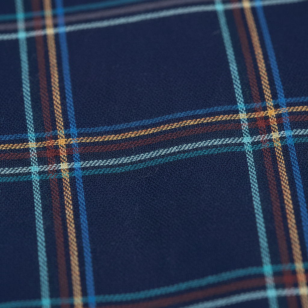 Fabric texture and plaid pattern detail