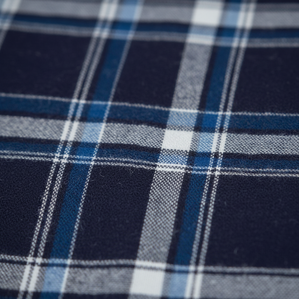 Fabric texture and plaid pattern detail