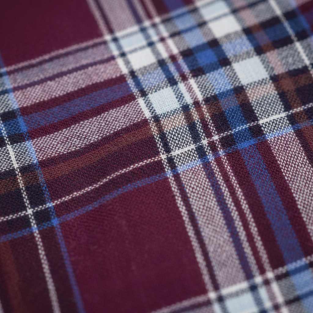 Fabric texture and tartan pattern detail