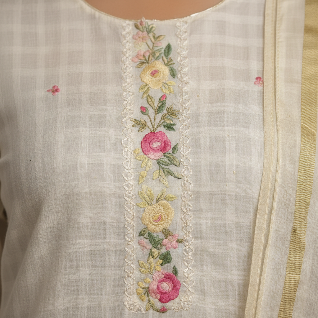 Floral embroidery detail close-up