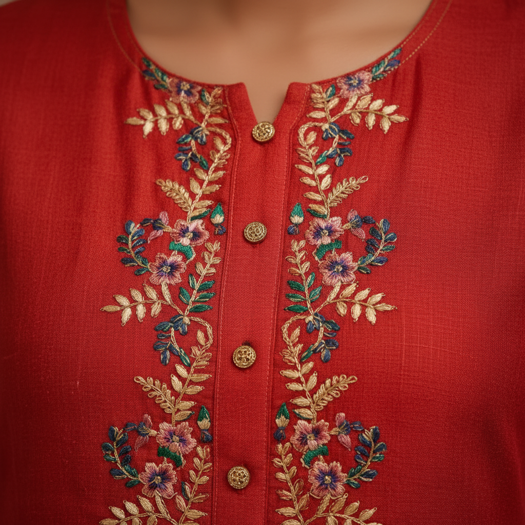 Floral embroidery detail close-up