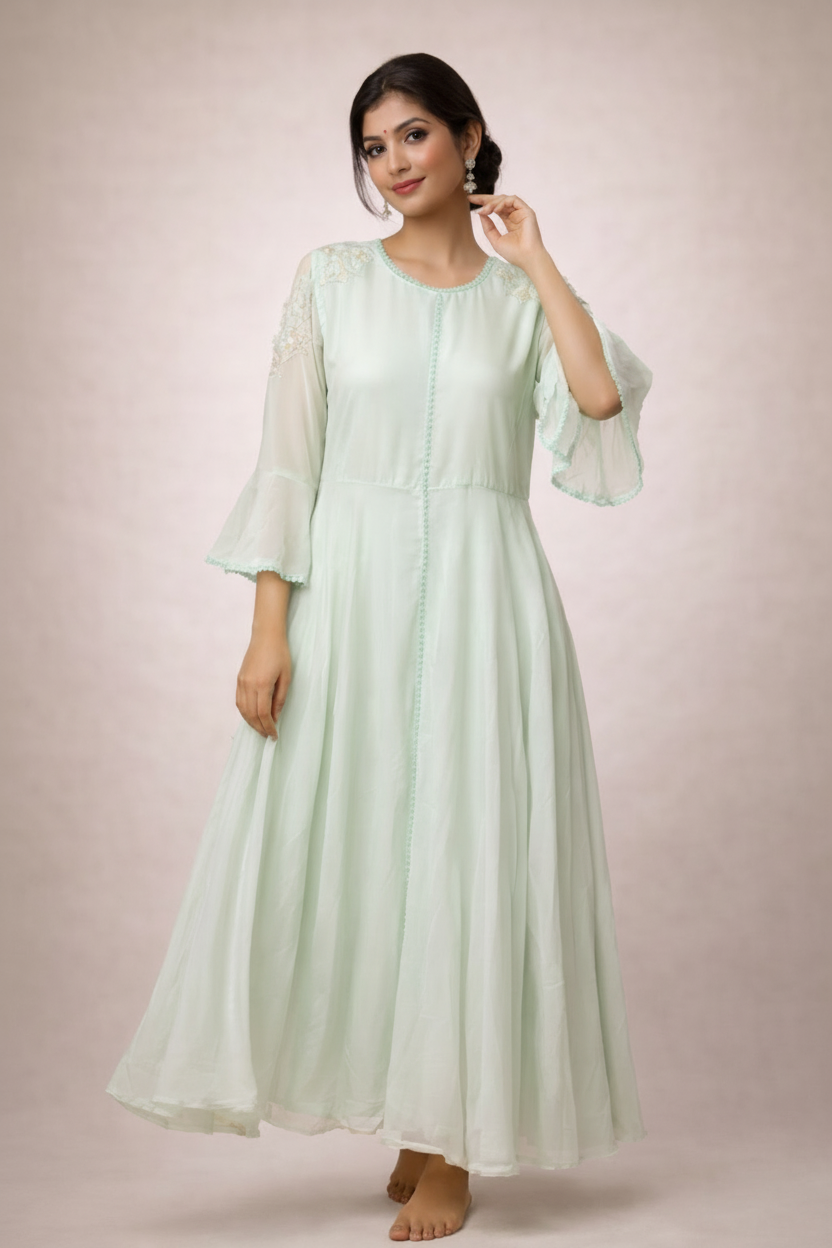 Front pose with hand near earring