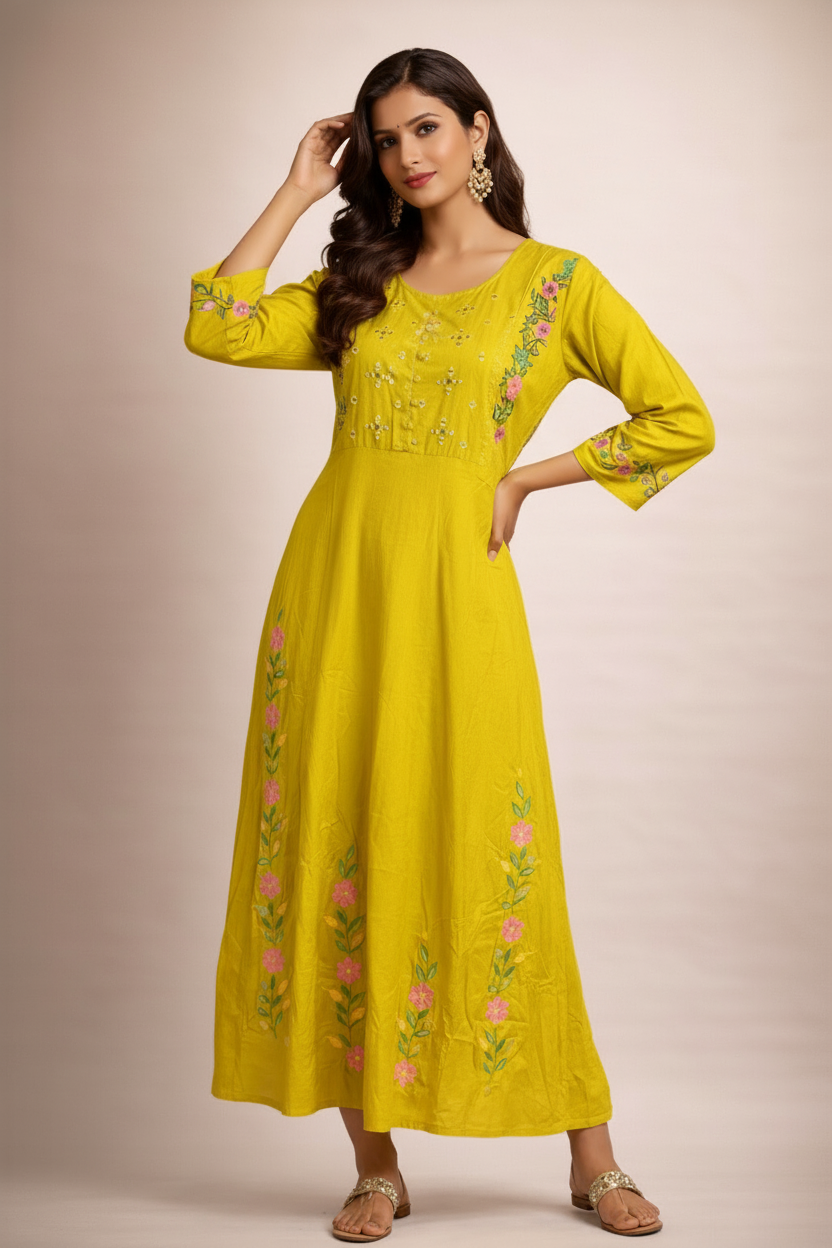 Front pose with hand near hair