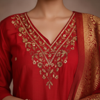 Golden embroidery detail close-up