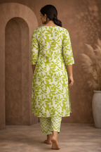 Green floral kurti back view