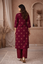 Maroon embroidered kurti back view
