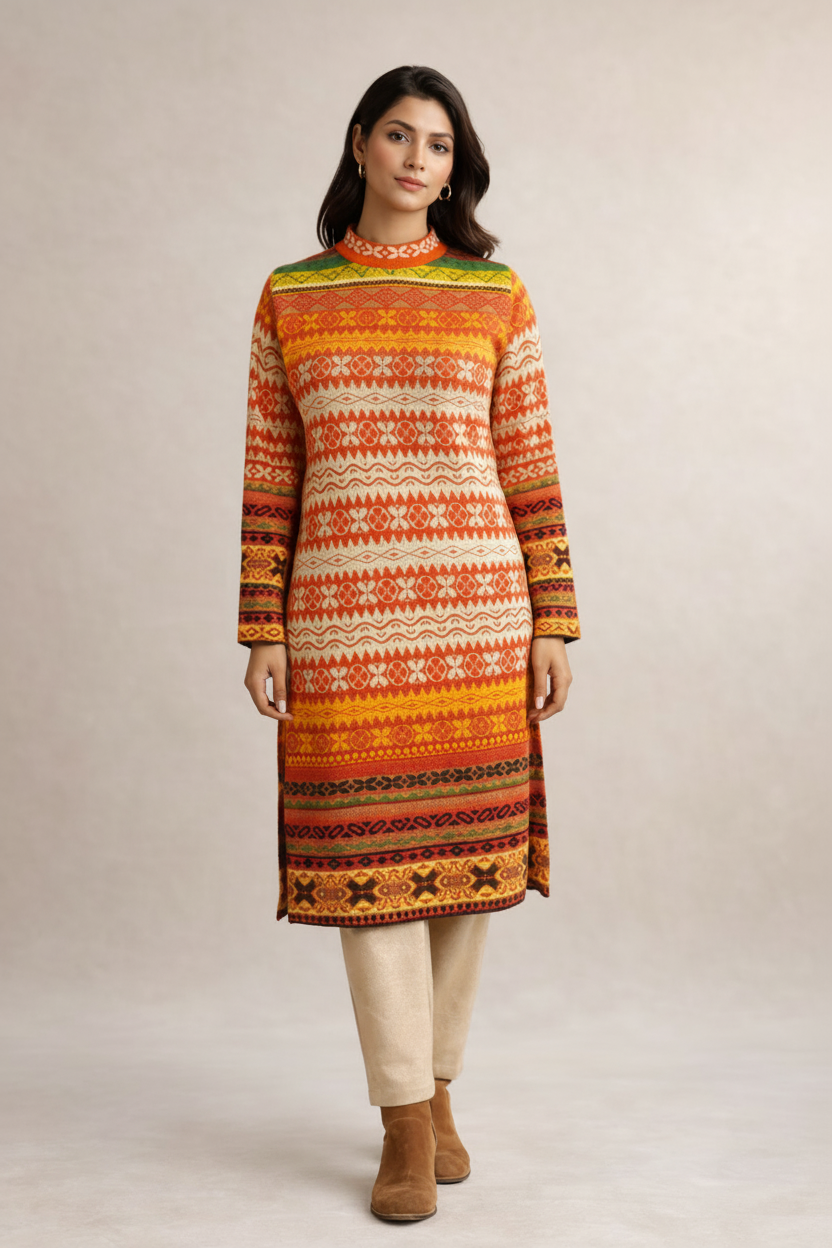 Multicolor Striped Kurti Front View