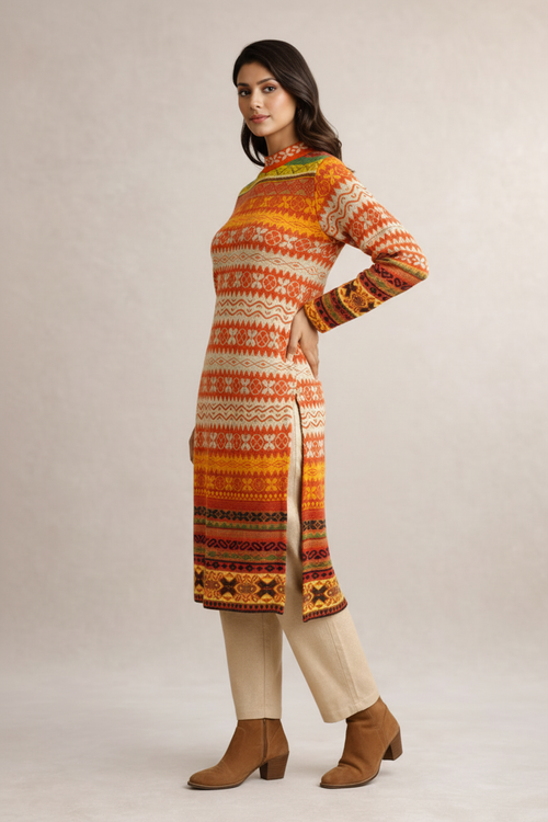 Multicolor Striped Kurti Side Angle