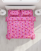 Overhead bird's eye view of bedding set
