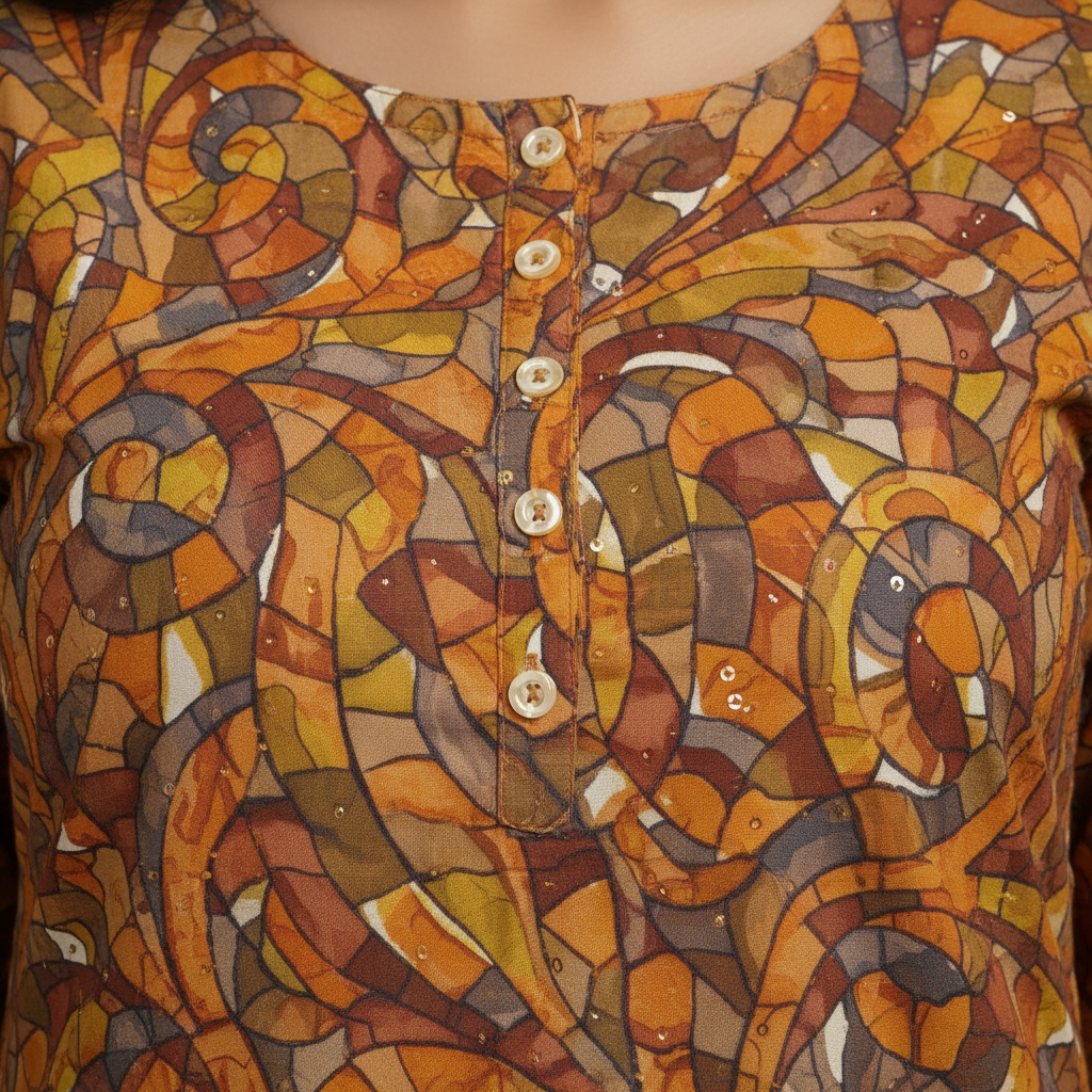 Paisley embroidery detail close-up