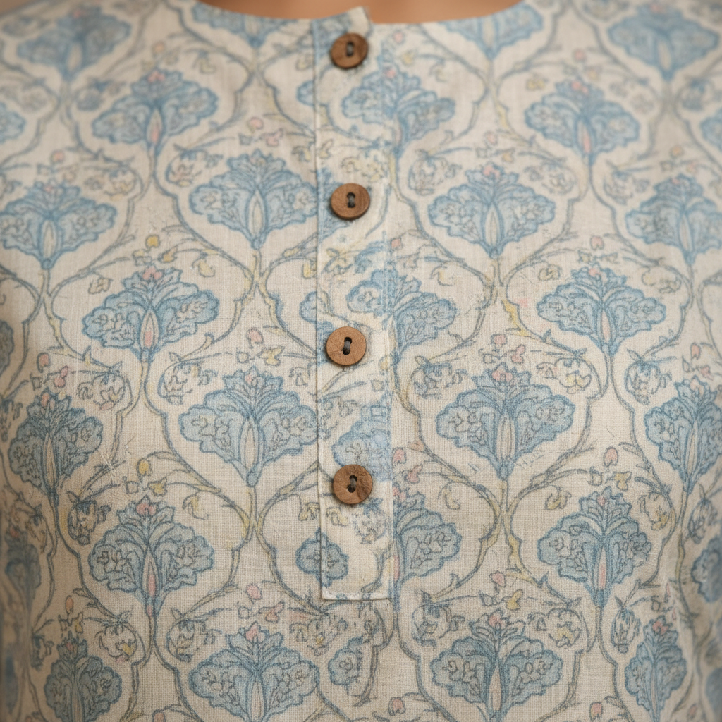 Pastel floral print detail close-up
