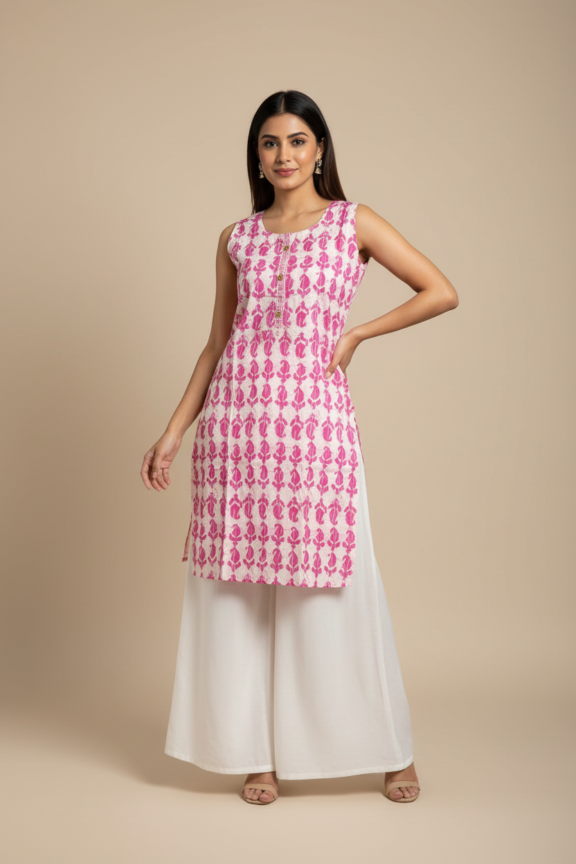 Pink Block Print with Palazzo