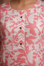 Pink floral kurti close-up