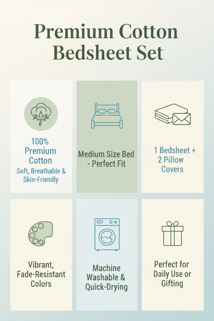 Premium Cotton Bedsheet Features Infographic