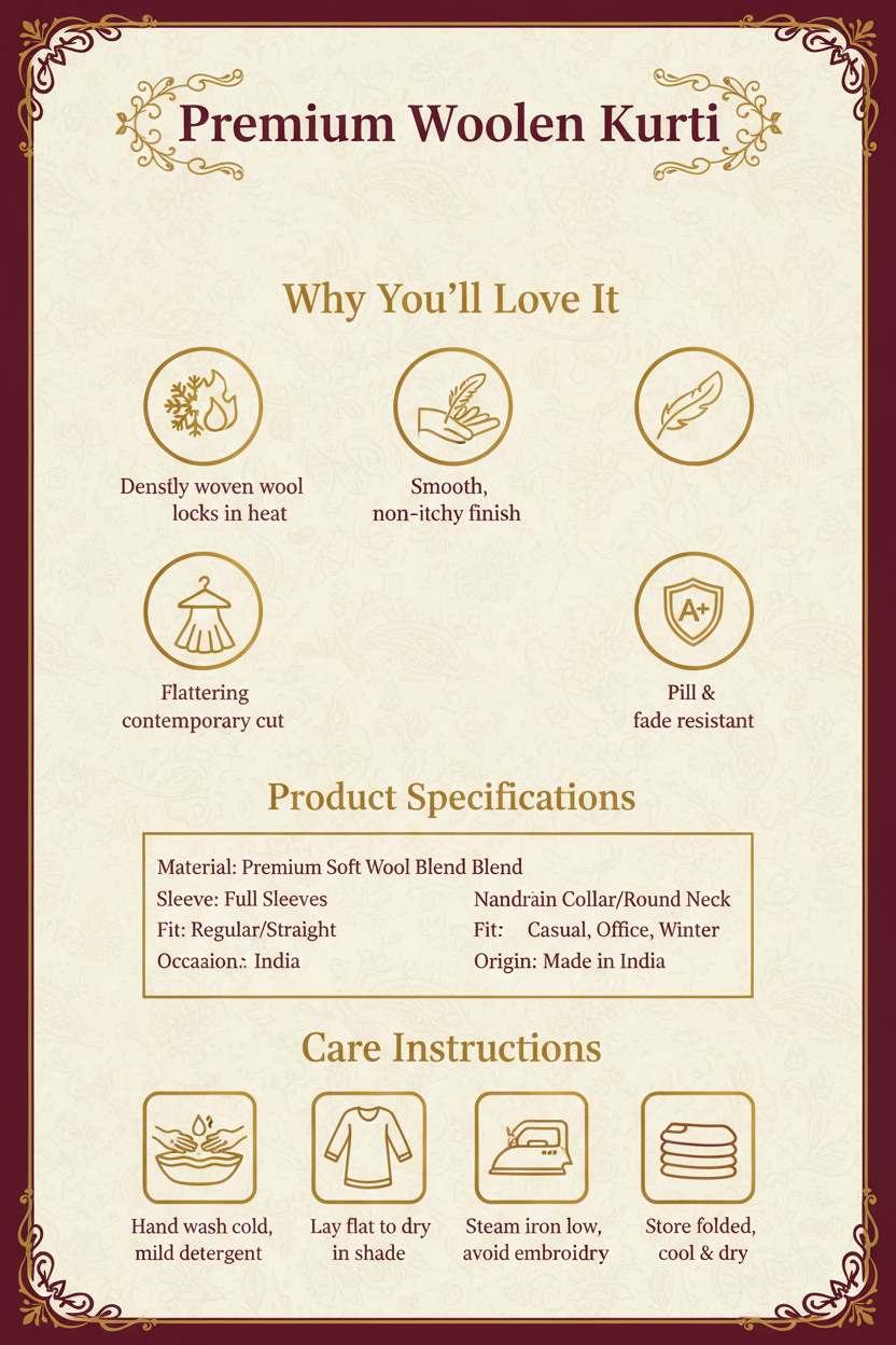 Premium Woolen Kurti Infographic